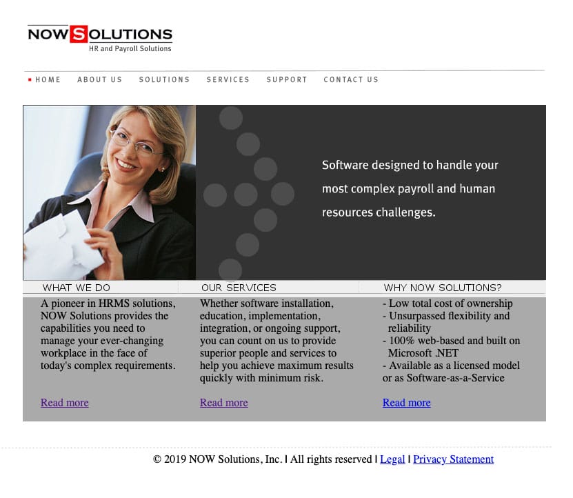 nowsolutions old website design look
