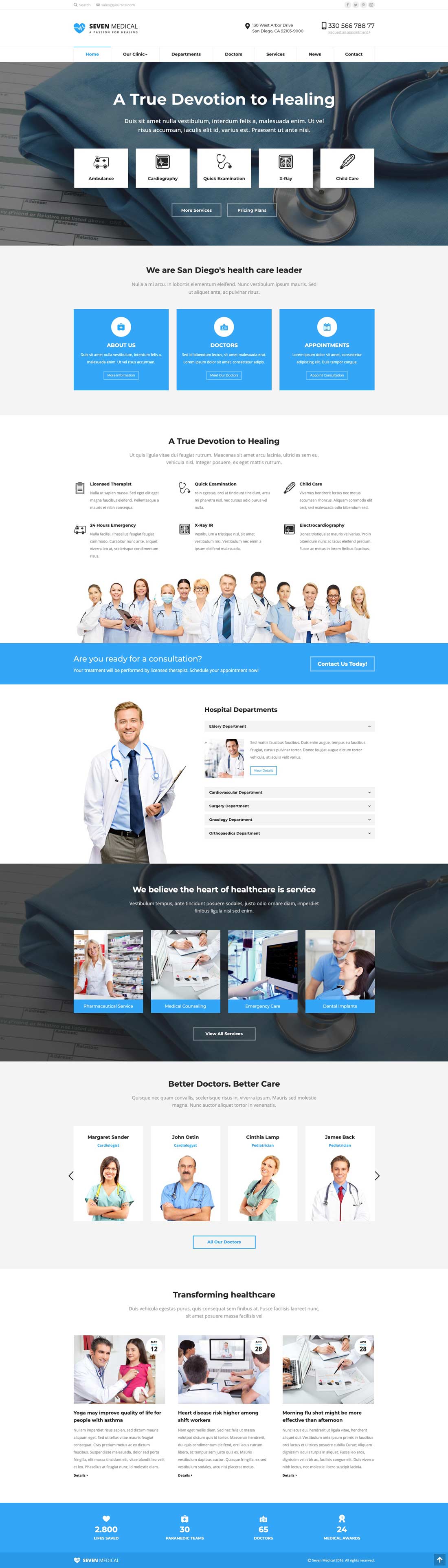 medical web design sample page